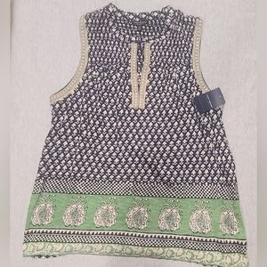 NEW with tag - Lucky Brand multi patterned sleeveless top- blue/green- Size Lg